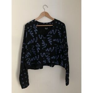 Dress To Kill Jane Mohr Jacket Button Top Crop Art To Wear Squiggle Lagenlook